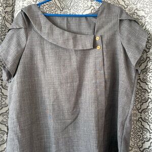 SHEIN Gray Short Sleeve Button Accent Sweater